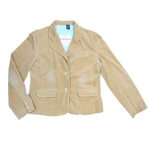 Duck Head Jeans Womens L Tan Corduroy Blazer Jacket Two Button Academia Casual